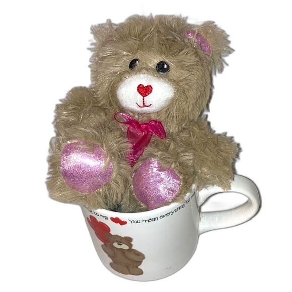 YOU MEAN EVERYTHING TO ME Teddy Bear Red Heart Balloons LARGE Mug Cup Gift Set - Picture 1 of 10